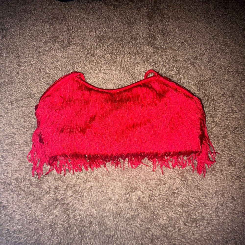 Red fringe top for dance